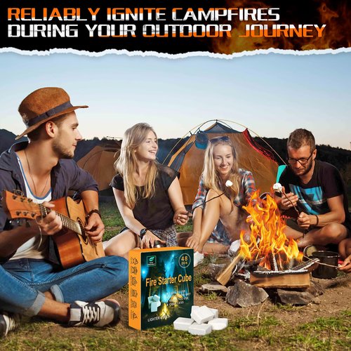 SUNLIFER Natural Fire Starter for Fireplaces: 144 Premium Odorless Fire Starters Squares | Waterproof Quick Firestarters Cubes for Campfires | Wood Stove | Grills | Fire Pit | Smokers