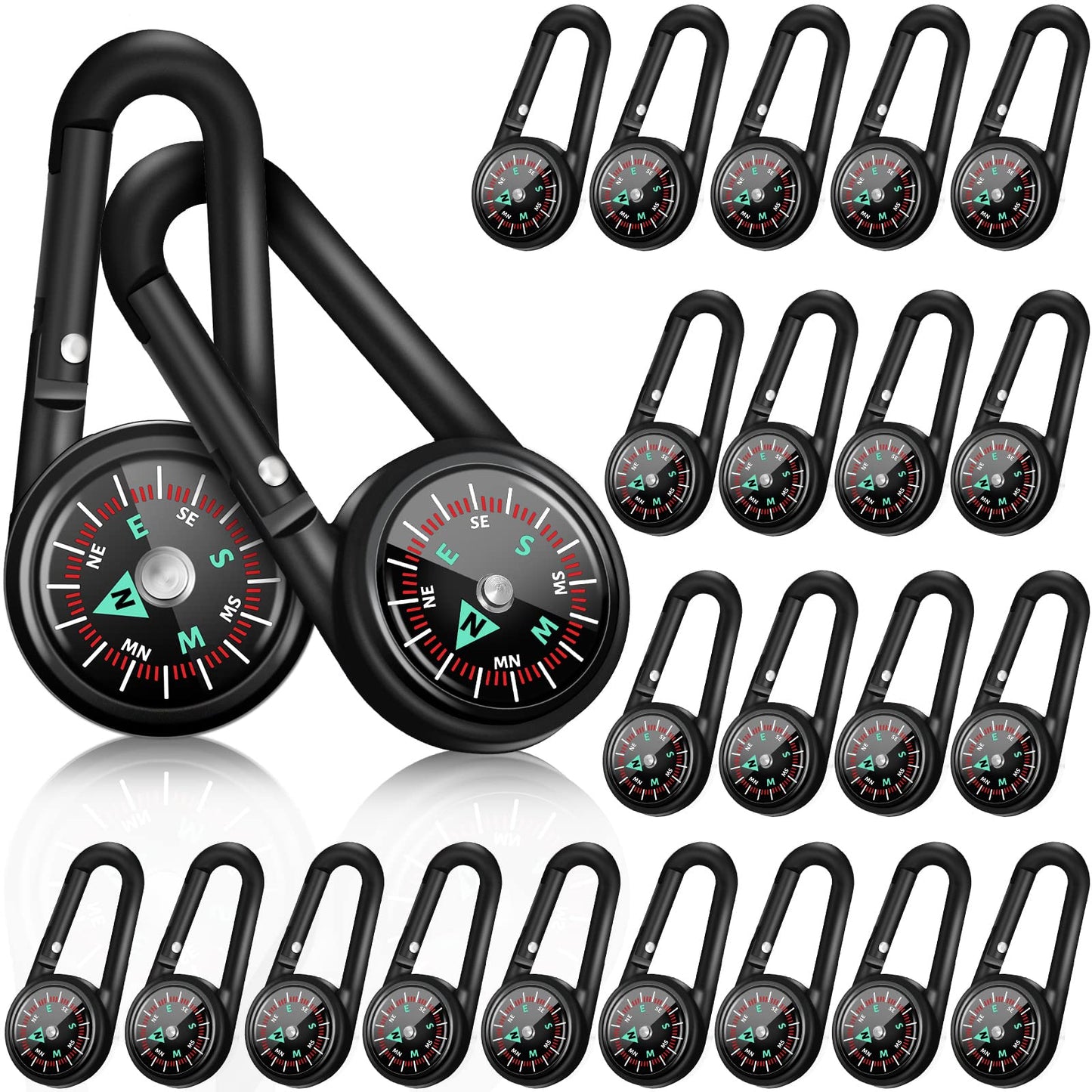 Kanayu Magnetic Compass Keychain Small Pocket Mini Compass Survival Hiking for Adults Camping Backpacking Accessory(60 Pcs)