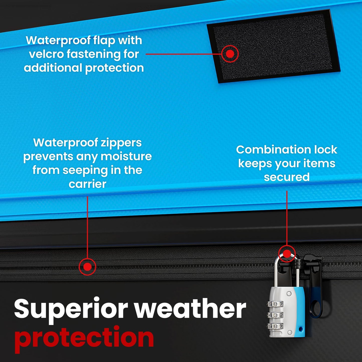 21 Cubic Feet Luggage Carrier for Car Rooftop - Cargo Carrier Bag - Waterproof Top with Anti-Slip Mat, Reinforced Straps, Hooks, Lock - Car Roof Rack Heavy Duty
