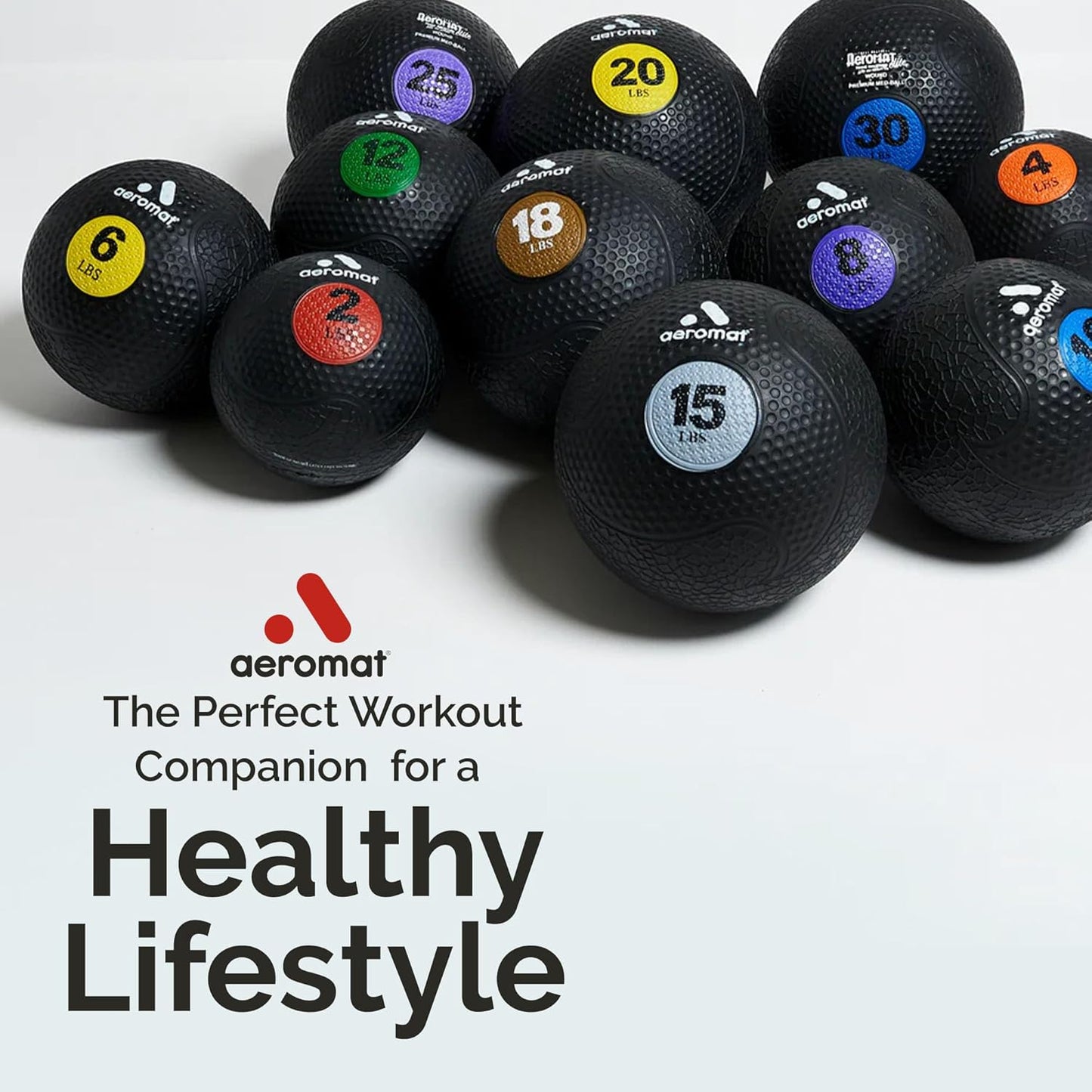 Aeromat Extreme Elite Medicine Balls for Exercise - 10" Diameter Workout Ball, Weighted Balls for Exercise, Weight Ball, Color-Coded Med Balls