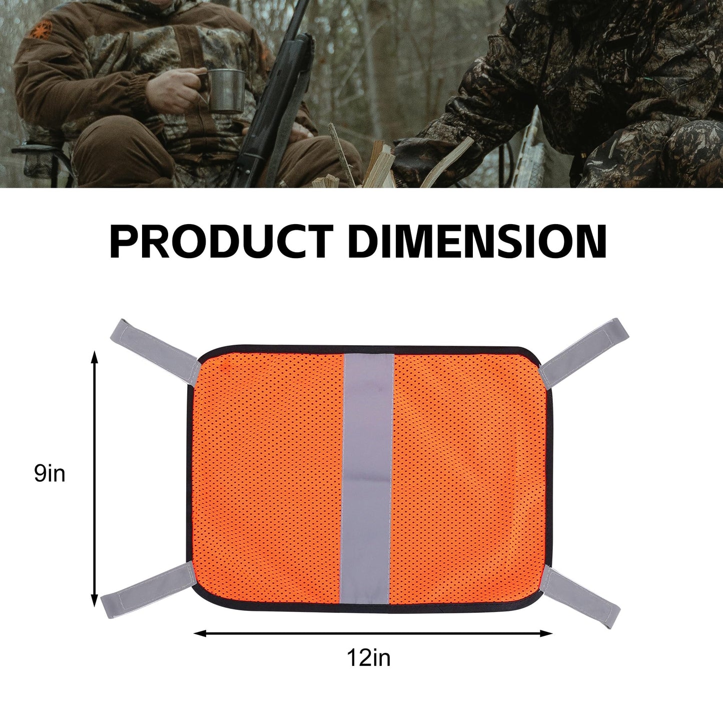 Watayo 3 Pcs Blaze Orange Safety Panel- 9 x 12 Inch Blaze Orange Panel Hunting Mesh- Orange Tent Backpack Cover Safety Panel with Reflective Strips for Field Hiking Camping Biking