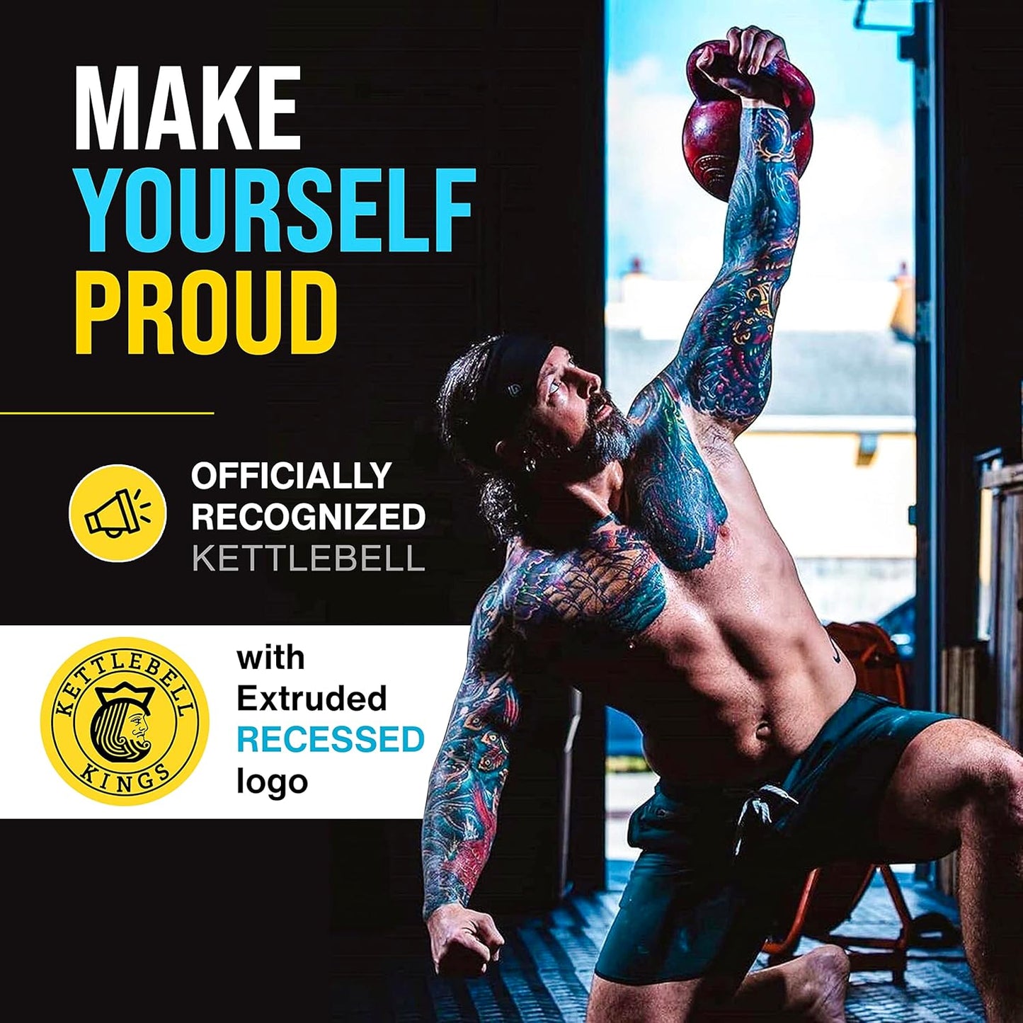 Kettlebell Kings Competition Kettlebells Weight (35mm handle) 8-48 KG | Hand weights Workout Gym Equipment & Strength training sets for Women & Men for Home Gym | Suitable for High Repetition Workouts