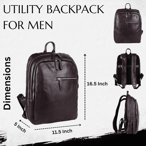 VILENCA HOLLAND 15 Inch Genuine Leather Backpack for Women and Men, Brown Leather Backpack with Adjustable Shoulder Strap