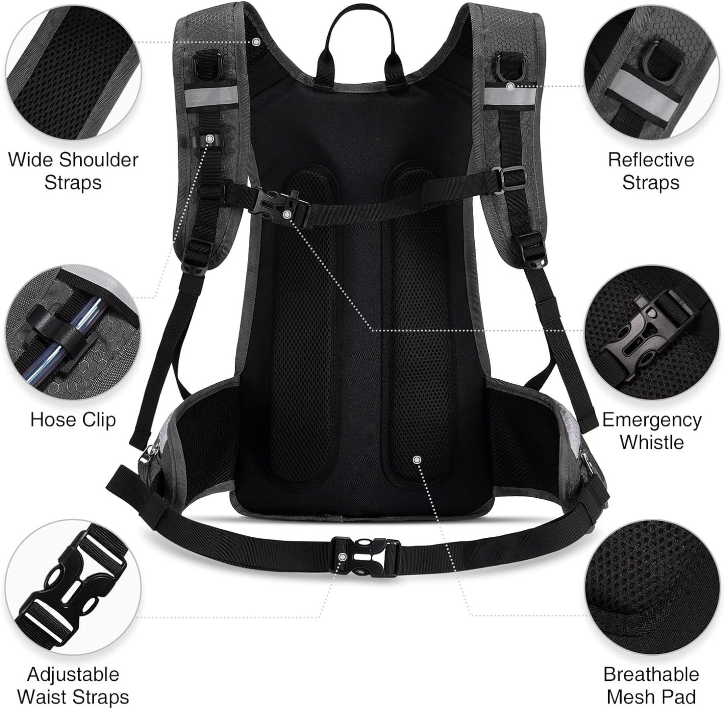NOOLA Insulated 3L Hydration Backpack for Hiking 15L Lightweight Running Water Backpack Hydration Pack for Men Women Hydro Daypack Bag with TPU Water Bladder for Biking Climbing Cycling,Black
