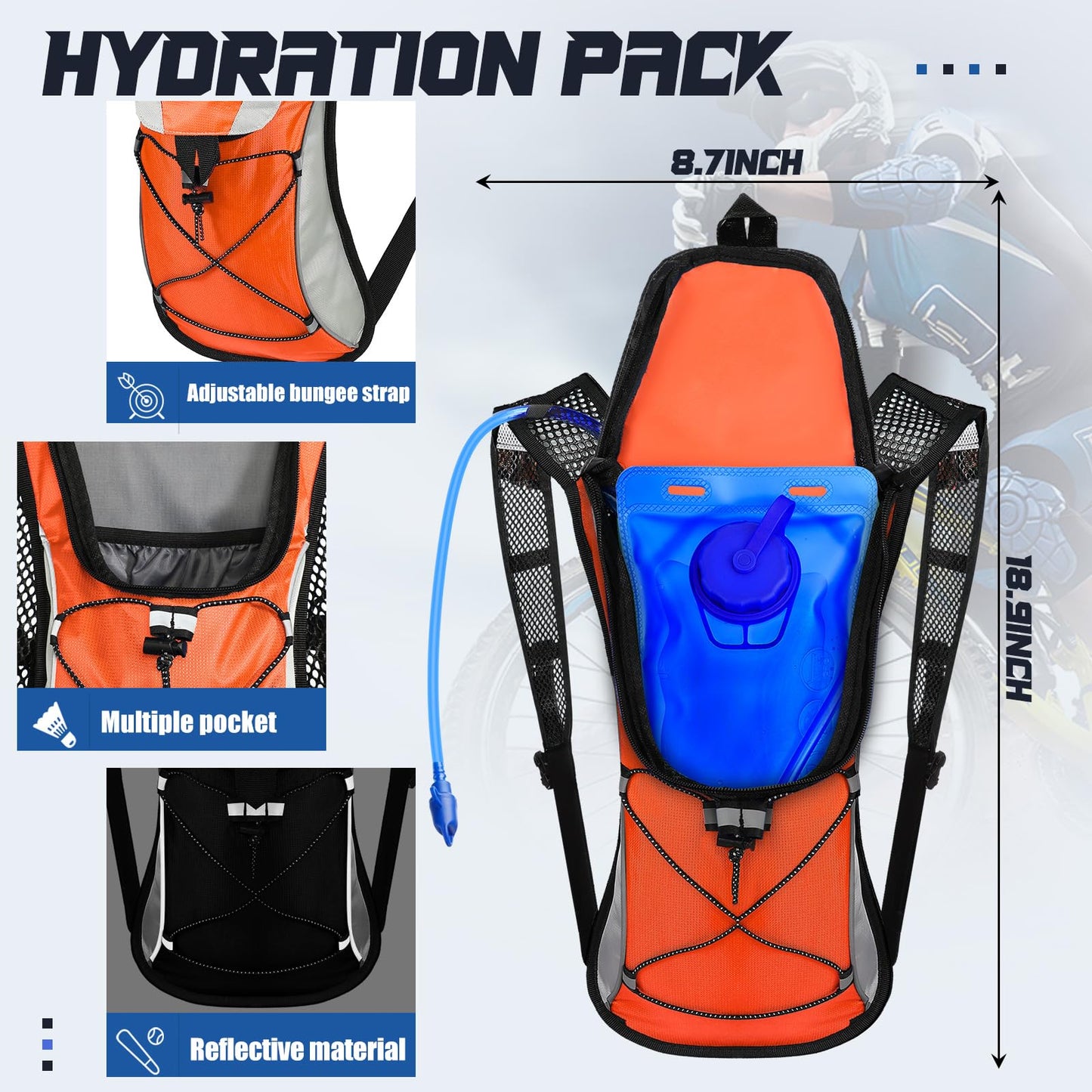 Buryeah 5 Pcs Hydration Backpack Pack with 5 Pcs 2L Water Bladder Lightweight Water Backpack with Hydration Bladder Hydration Backpack Hiking Backpack Water Rucksack Backpack Bladder Bag for Adults