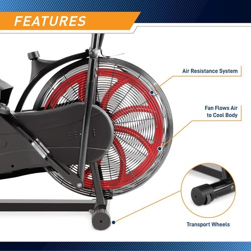Marcy Air-Resistance Fan Bike with Dual Action Handlebars for Full-Body Workout