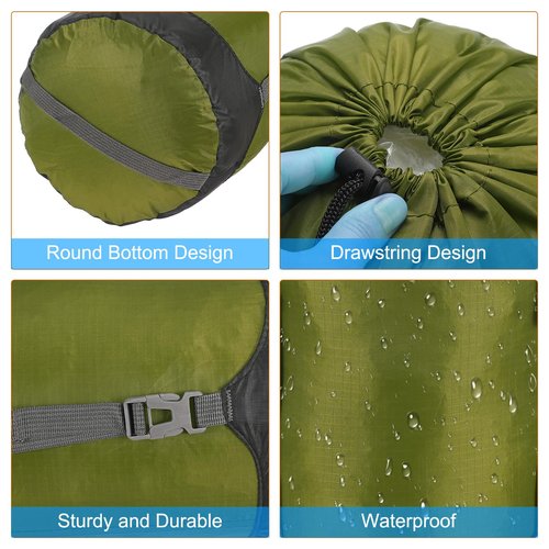 PATIKIL Compression Stuff Sack, 8L S Size Waterproof Sleeping Bag Storage Sack Portable Compression Bag for Backpacking Camping, Dark Green