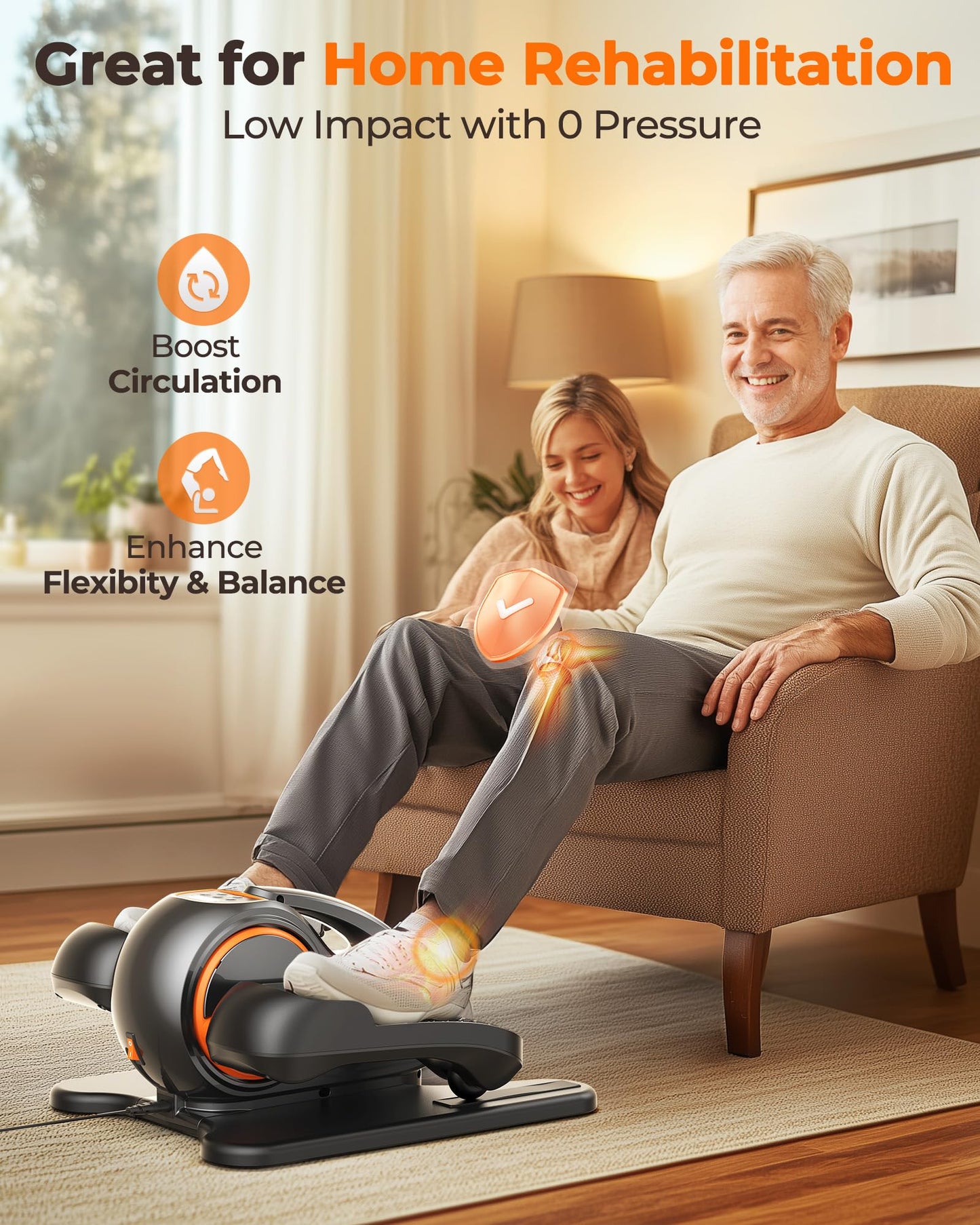 YOSUDA Under Desk Elliptical,Ellipse Leg Exerciser for Seniors Fully Assembled,Quiet & Portable Electric Seated Pedal Exerciser with 10 Level Resistances & Speeds,Remote Control