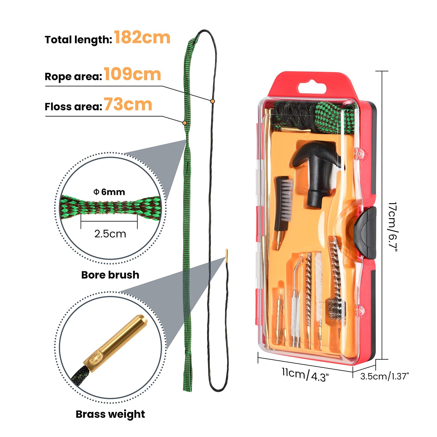 Hantoptik Gun Cleaning Kit .22 and .223 Caliber, Rifle 5.56 Cleaning Kits with Portable Carrying Case, Brushes, Cleaning Rod