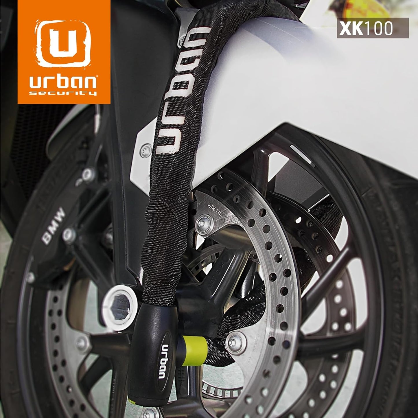 URBAN XK170 Bike Chain Lock, Heavy Duty Anti Theft 170cm ø8mm Hardened Steel Chain High Security Lock, More Length More Fixing Options, Versatile Anti-Theft for Bicycle, Motorcycle or Electric Scooter