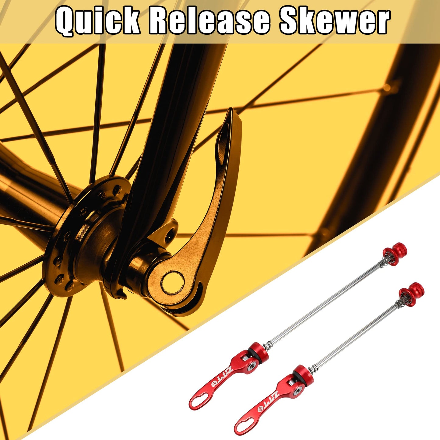X AUTOHAUX 2 Pcs Bike Bicycle Quick Release Axles Skewers Lever Front Rear Bike Axle Wheel Hub 15cm 5.91" 18.5cm 7.28" Red for MTB Moutain Road Bike