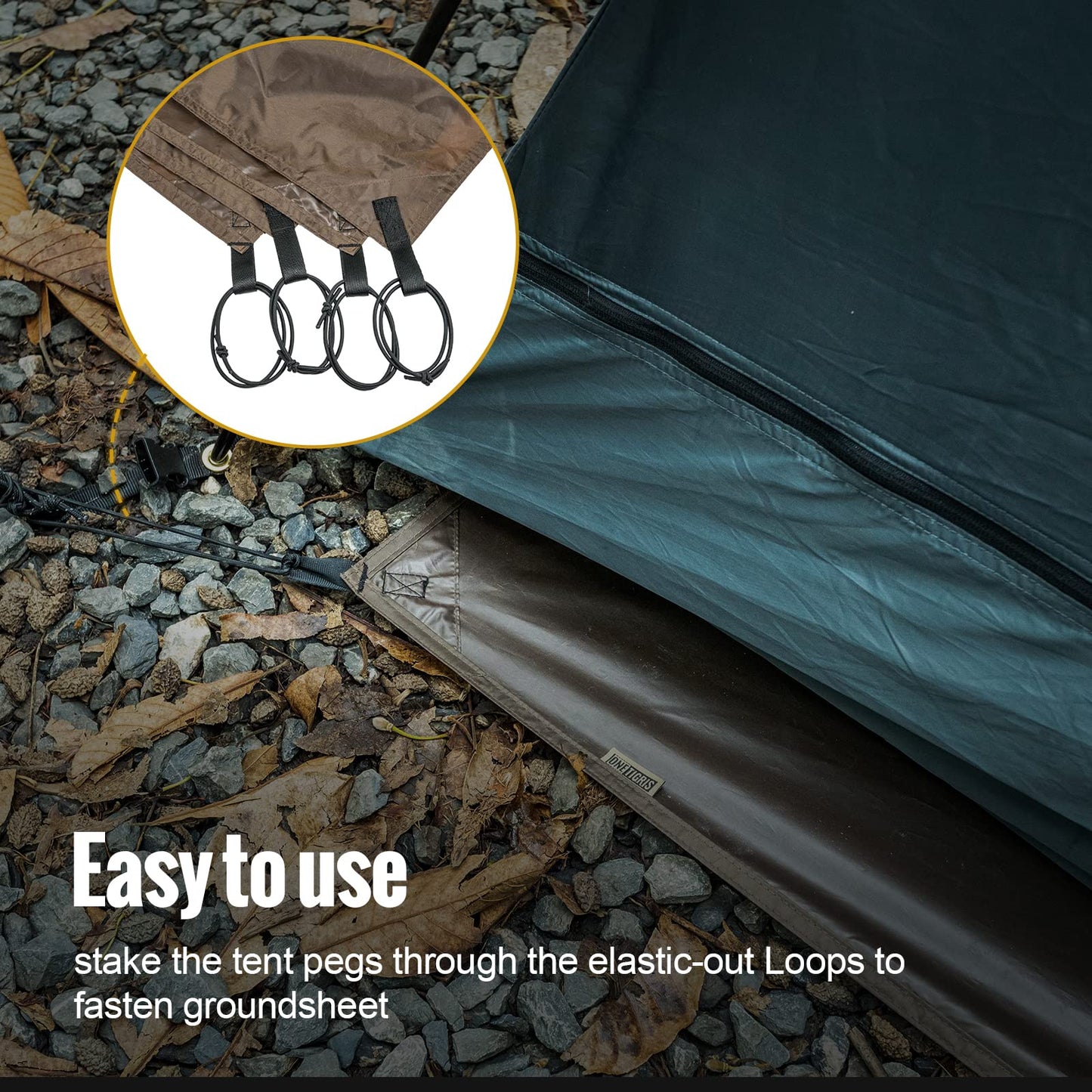 OneTigris 2 Person Footprint for Backpacking Tent, 2000mm Waterproof Rating, 78.7"x47.24"