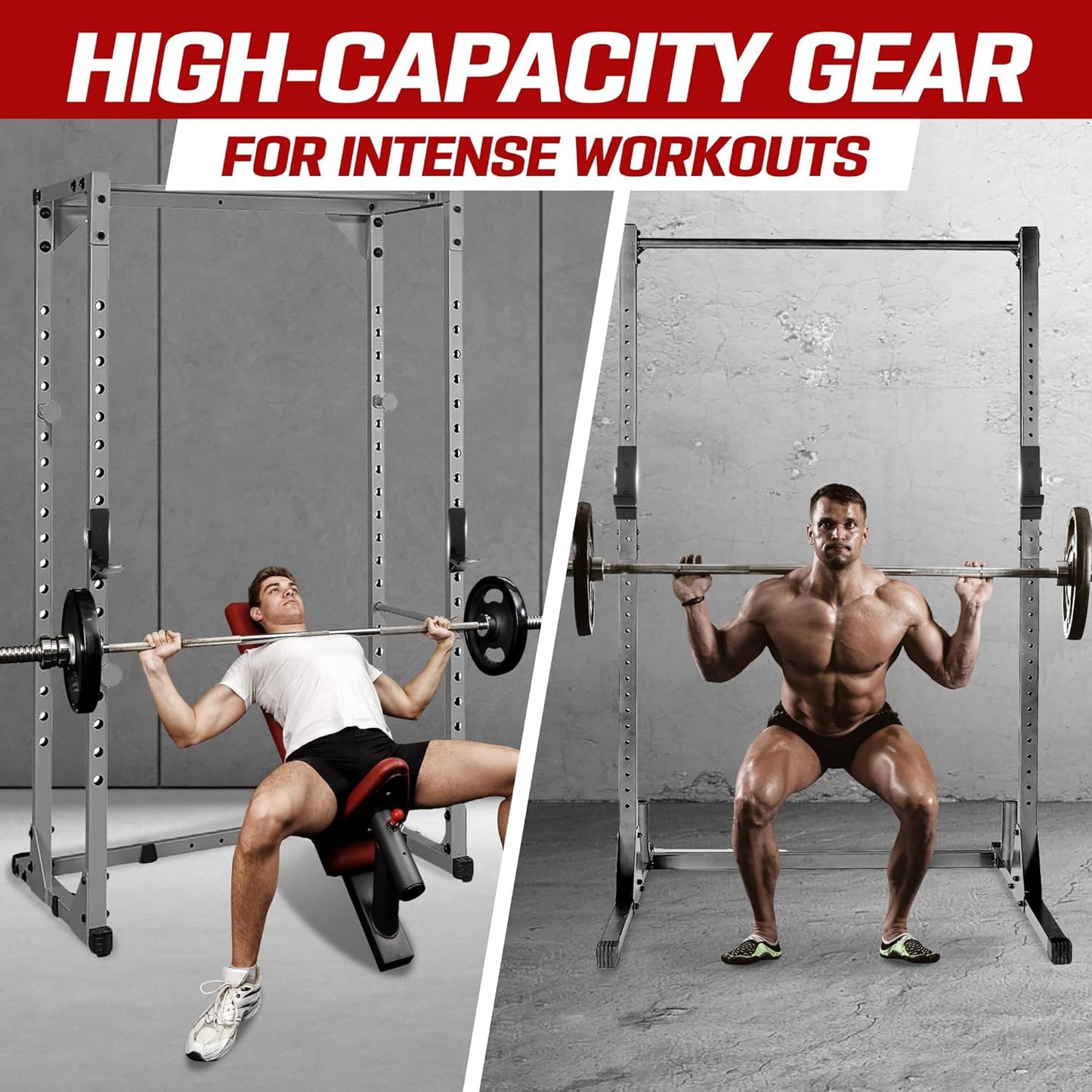 Yes4All Power Rack J-Hooks & Attachments – Heavy Duty Barbell Holders Compatible with 2x2 & 3x3 Power Racks for Home Gym