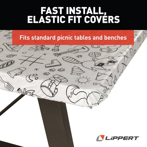 Lippert Color Escape Vinyl Tablecloth/Bench Cover Set for Camping and Picnics with 100% PEVA Material, Waterproof and Stain-Resistant Fabric - 2023051696