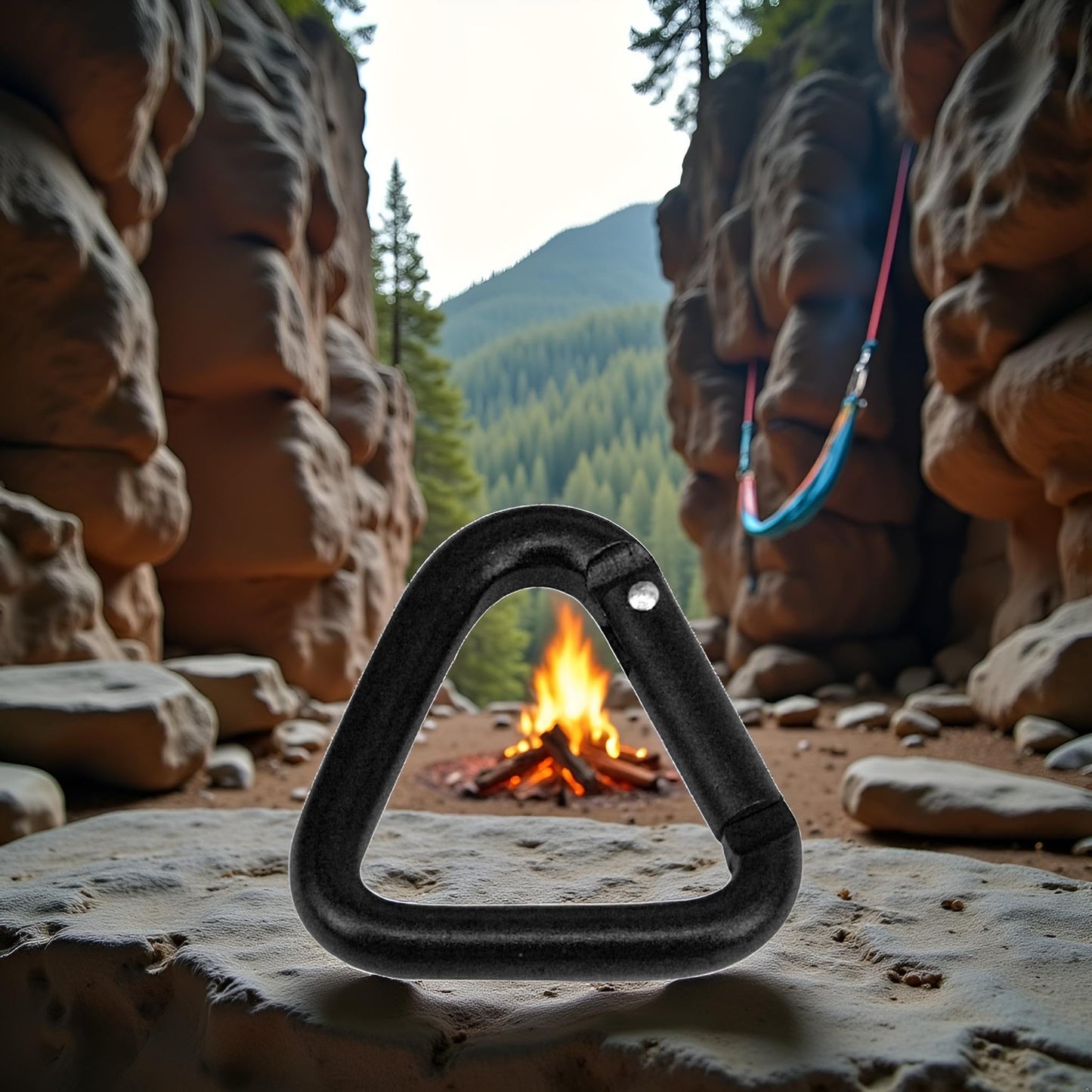 Carabiner Clip Auto Locking Storage Corrosion-Resistant Wear-Resistant Hiking Triangle Carabiner Buckle Compatible with Outdoor for Camping, Hiking, Hammocks, Dog Leash, D Shaped Small for Keychains