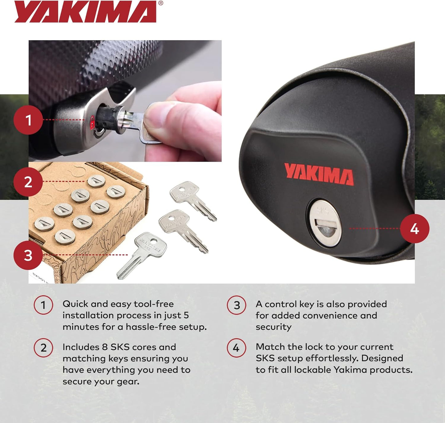 YAKIMA - SKS Lock Cores for Yakima Car Rack System Components