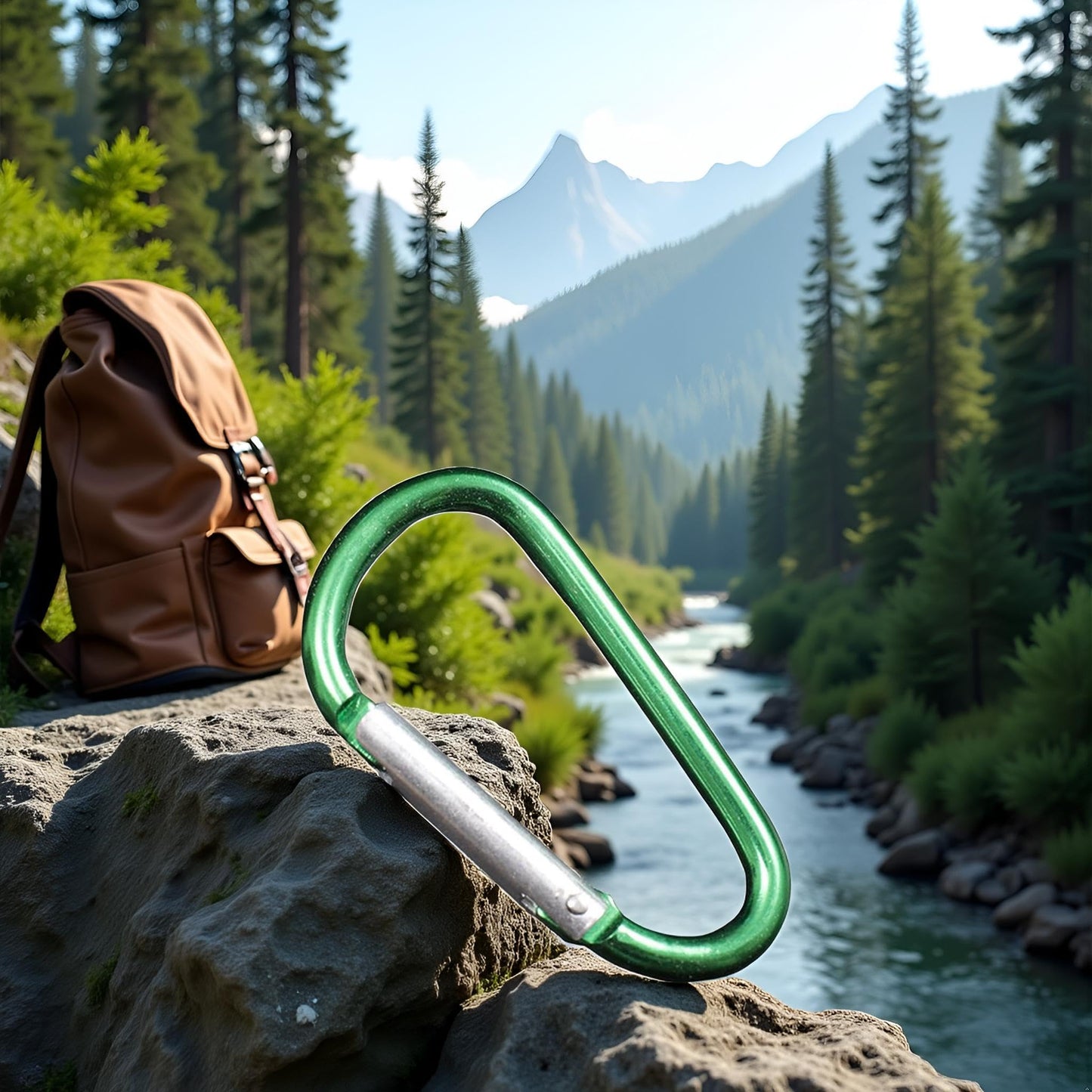 1PCS Carabiner Clip, 3" Aluminum Clips D Ring Shape Carabiner Heavy Duty Carabiner, Key Chain with Ring Keychain Hook Carabiner,Accessory and Keychain Carabiners (Green)
