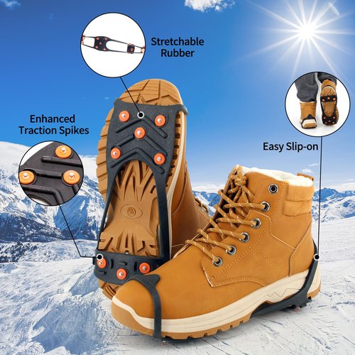 Xproutdoor Crampons Ice Cleats Snow Grips, Anti-Slip Traction Lightweight Portable for Walking on Snow & Ice, for Shoes/Boots