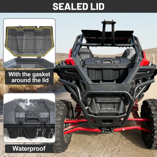 CUSAUTV 73QT Rear Cargo Box Storage Box Compatible with Polaris RZR PRO XP/Turbo R 2020-2023 Accessories, UTV Forward Cargo Storage Bin Water Resistant Tool Bed Box with Lid Repalce #2883751