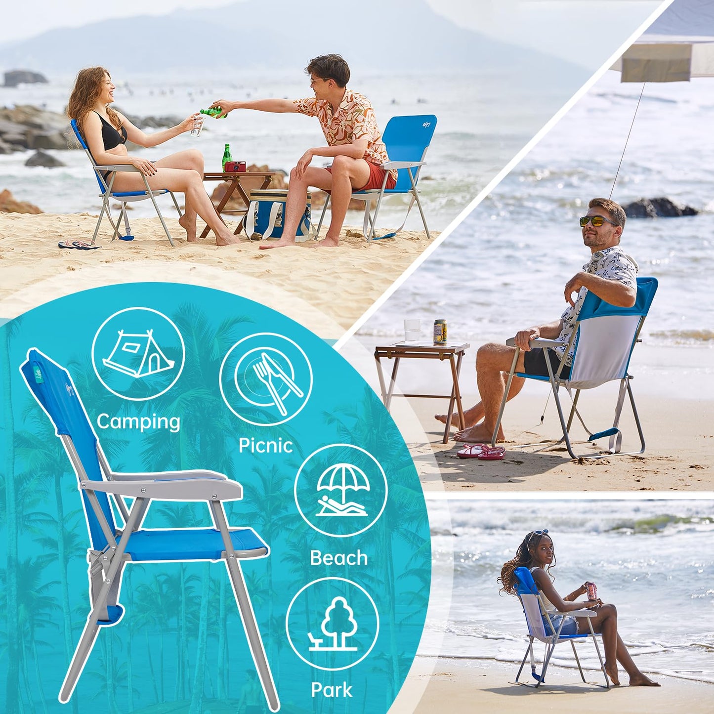 #WEJOY 2 Pack Folding Beach Chairs