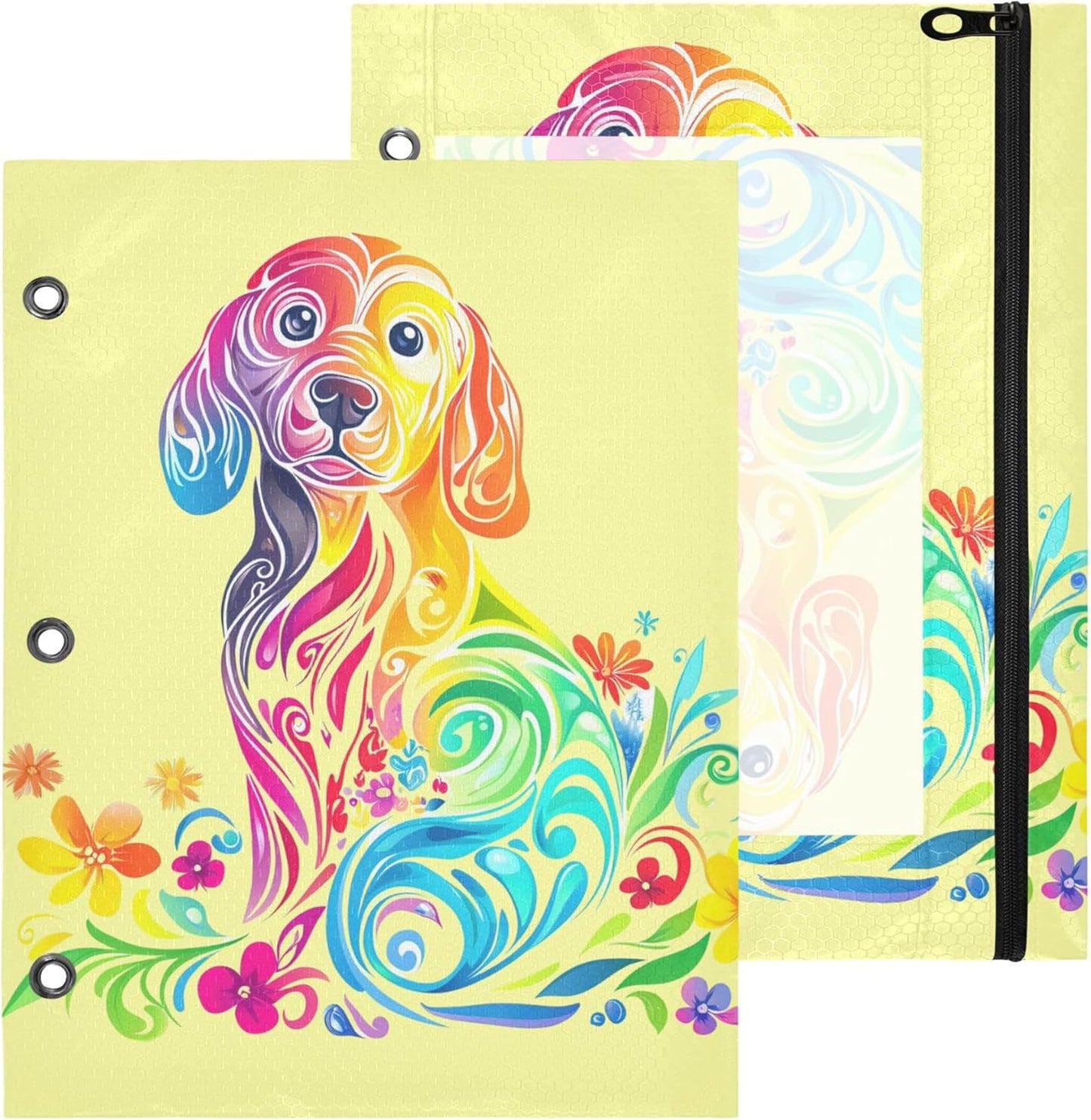 Largemouth Bass Fish 2 Pack 3 Ring Binder Pocket A4 Size Binder Pouches Clear PVC Loose Leaf Folder Sleeves Storage Bags for Files, Documents