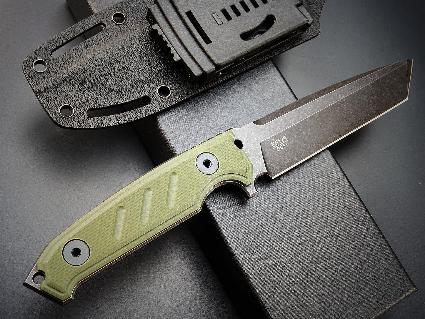 Eafengrow EF129 Fixed Blade Knife, DC53 Steel Tanto Blade,G10 Handle Full Tang Fixed Knifes Straight Knife for Camping Hunting Adventure Survival and EDC Tool(Army Green)