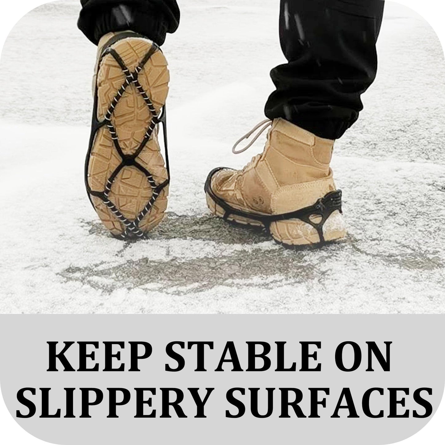 Walk Traction Cleats Ice Snow Grips Crampons for Boots and Shoes Anti-Slip Ice Snow Traction Cleats Portable Flexible Footwear Running on Snow and Ice Large