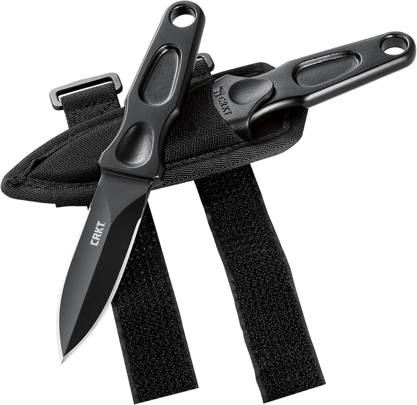 CRKT Sting Fixed Blade Knife with Sheath: Everyday Carry Boot Knife, Double Edged Powder Coated Stainless Steel, Contoured Handle, Nylon Sheath with Strapping for Carry Options 2020