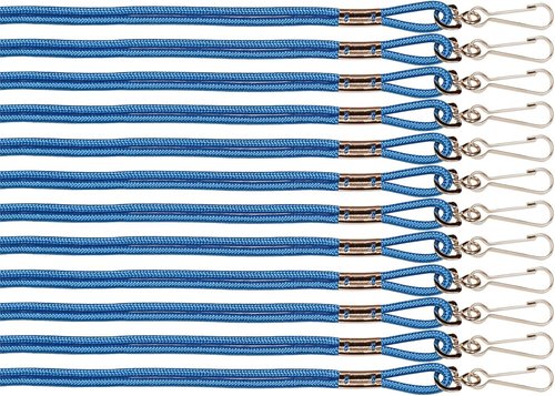 Champion Sports Nylon Lanyards with J-hook Clip, Blue - 12 Pack (Poly Bag)