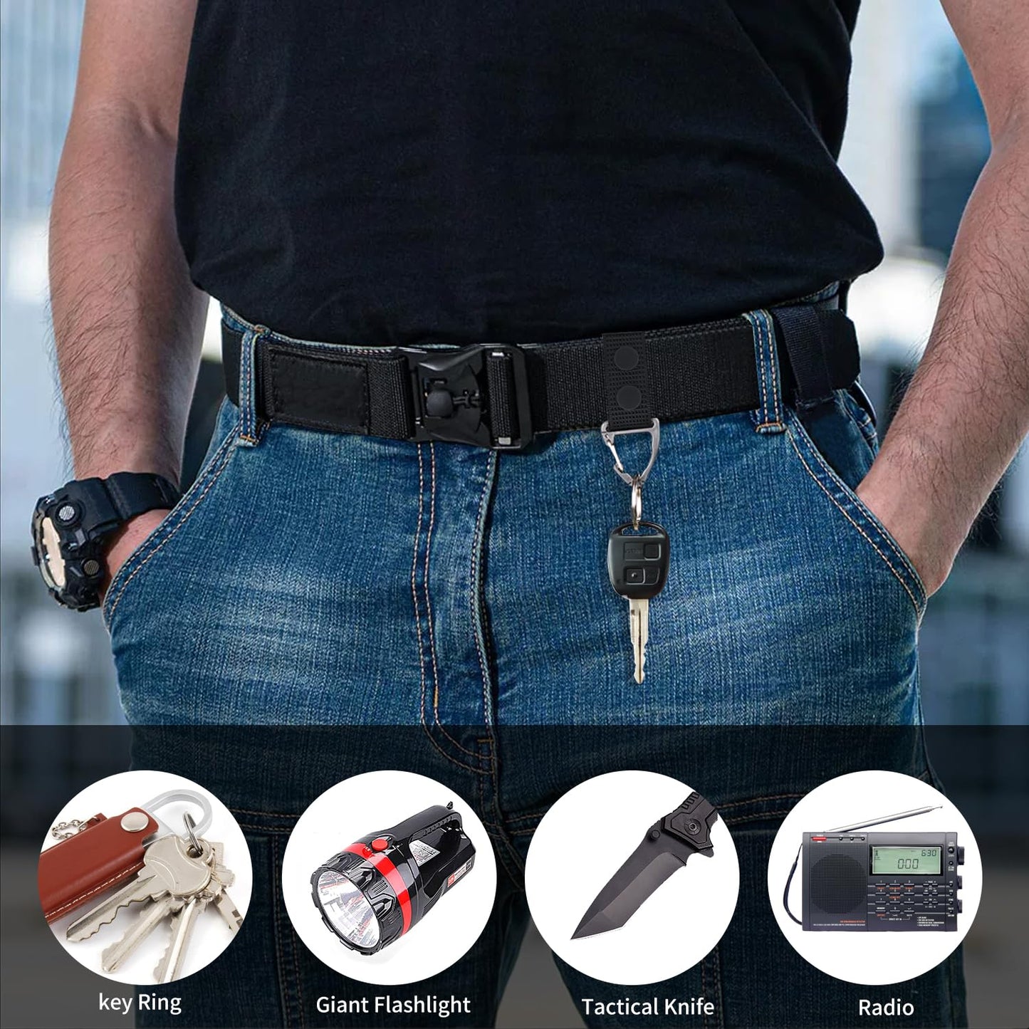 RFAdapter Belt Keepers for Duty Belt, 6 Pack Nylon Keepers with Double Snaps for 2¼" inch Wide Police Security Web Belt Accessories