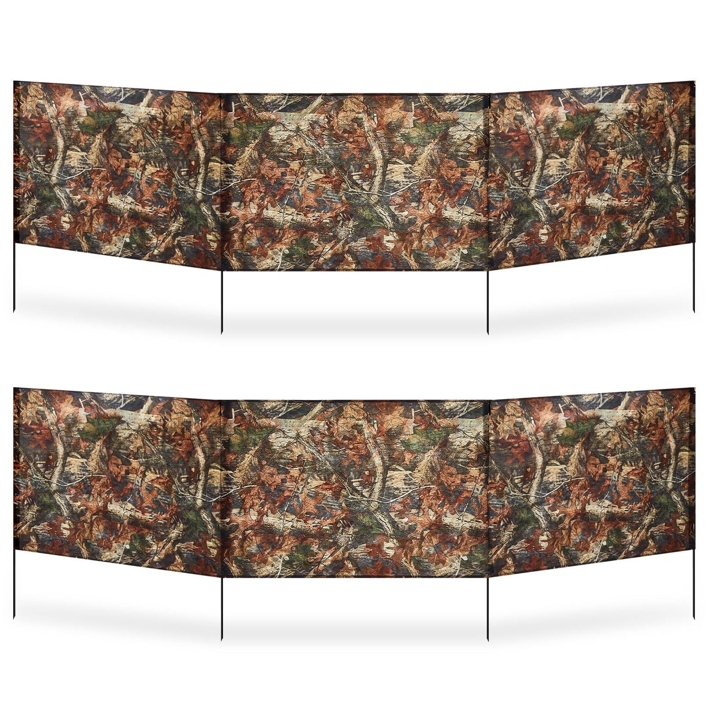 SmoothNovelty 2 Pcs Hunting Blinds Ground Portable Ground Blinds for Deer Hunting Camouflage 118 Inches x 27.6 Inches 3 Panel with 4 Stakes Easy Set up for Duck Turkey Spring Outdoor Shooting