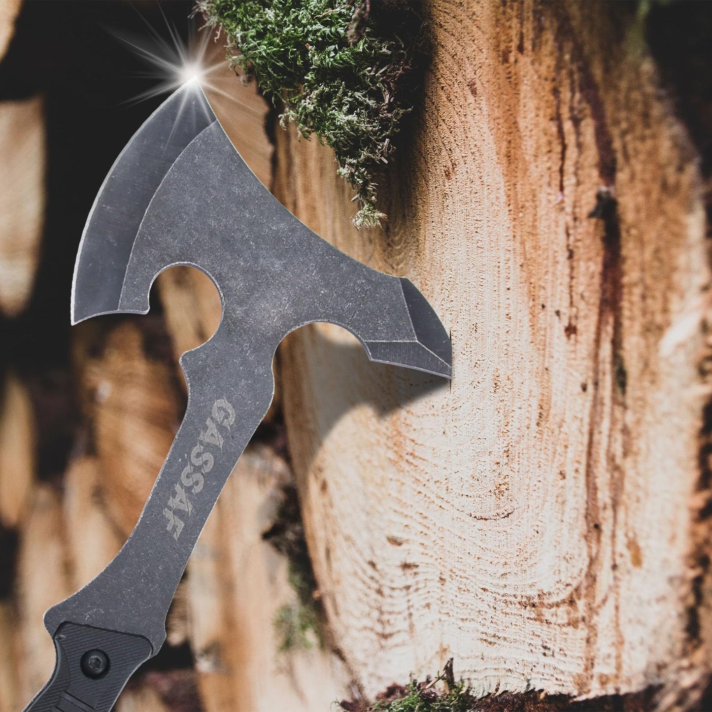GasSaf Throwing Axe Knife Set Stainless Steel Throwing Tomahawk Axe and Stainless Steel Well-Balanced Throwing Knife, Protective Nylon Sheath for Recreation and Competition(3 Packs)