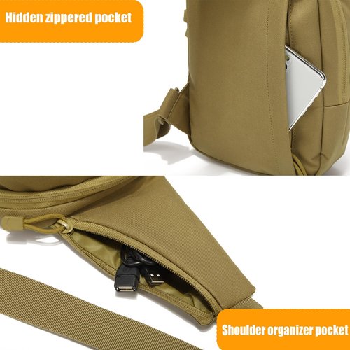 SXJWISHES Tactical Sling Bag for Men EDC Crossbody pack Tactical Shoulder Backpack Waist Bags for Women (Black)