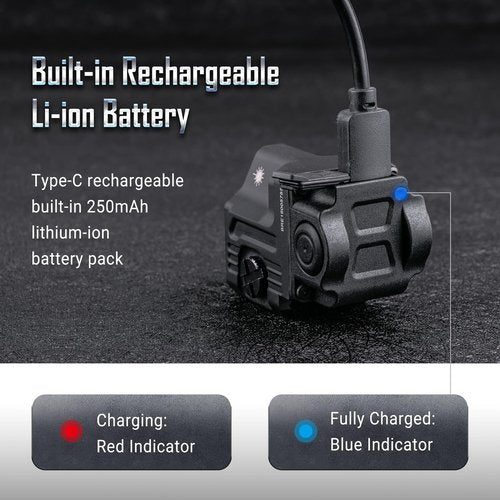 NEXTORCH WL22R Pistol Light with Red Beam, 650 Lumen Rechargeable Tactical Weapon Light with Dual Side Switches & New Rail System for Compact and Full Size Pistol Accessories