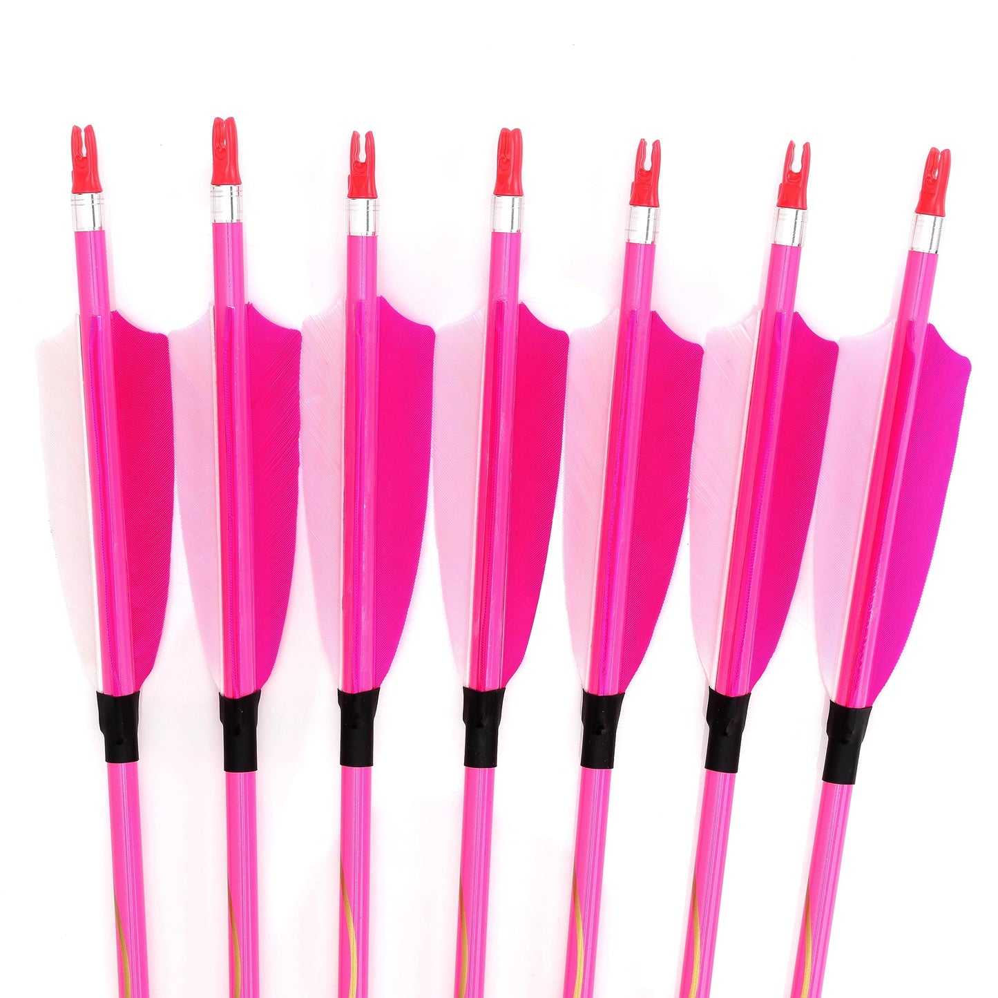 annastar 30" Carbon Feather Arrows Practice Hunting Arrows Spine 300 340 400 500 600 700 800 for Recurve Bow & Compound Bow (12 pcs) (30inch Spine 600, Blush Pink)