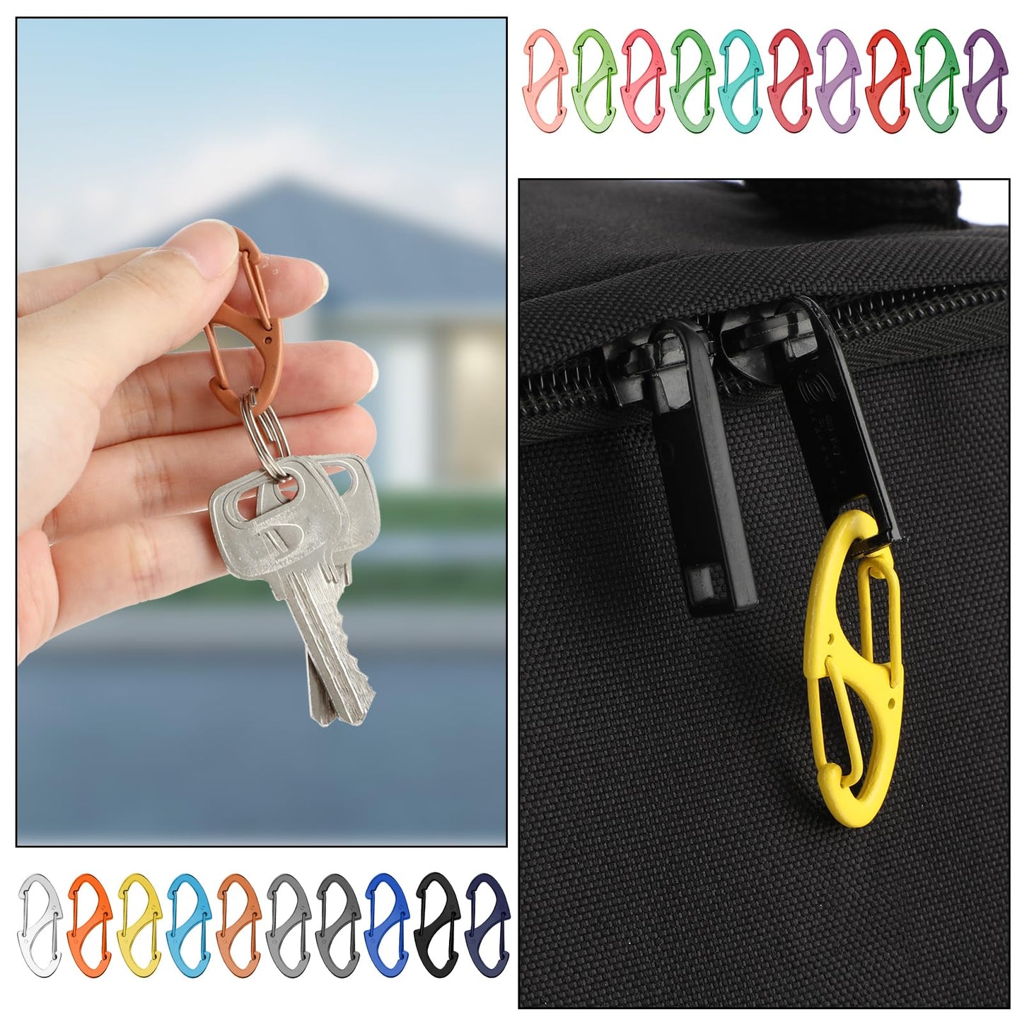 20 PCS Aluminum Carabiner Clips 1.6 Inch D Clips Ring Small Carbineers Keychain Spring Snap Hooks Mini Carabiner Clip Set for Keys, Dog Leash, Outdoor Camping Fishing Hiking Accessories(20 Colors)