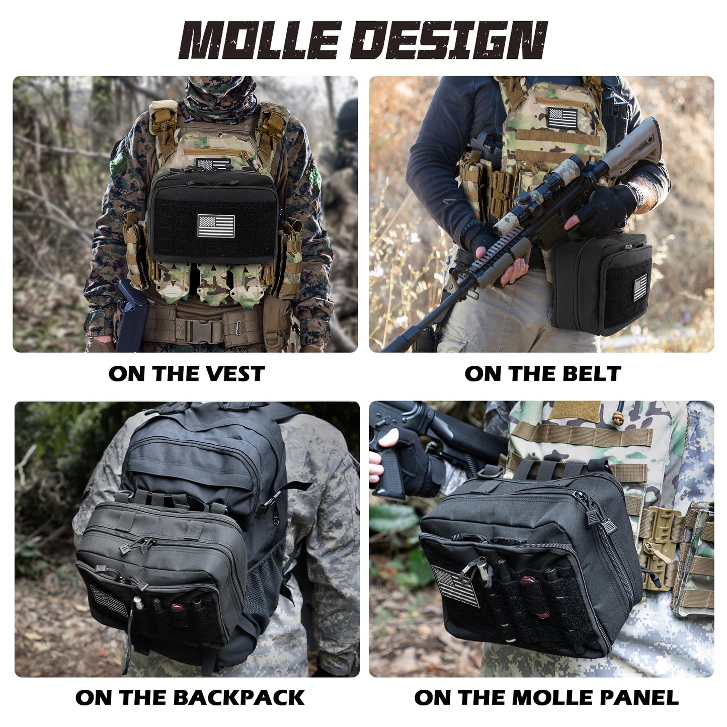 Jueachy Molle Large Tactical Pouch: EDC Pouch Medical Tool Pouches Expandable Admin Bag Accessories Organizer Utility Pack