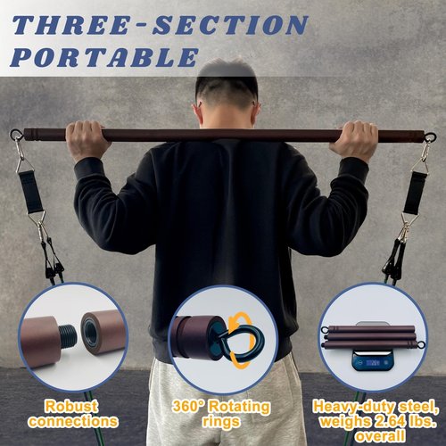YUARIML Resistance Band Bar, Resistance Bar with 4 Resistance Bands, Portable Pilates Bar Kit, Home Gym Resistance Training Kit