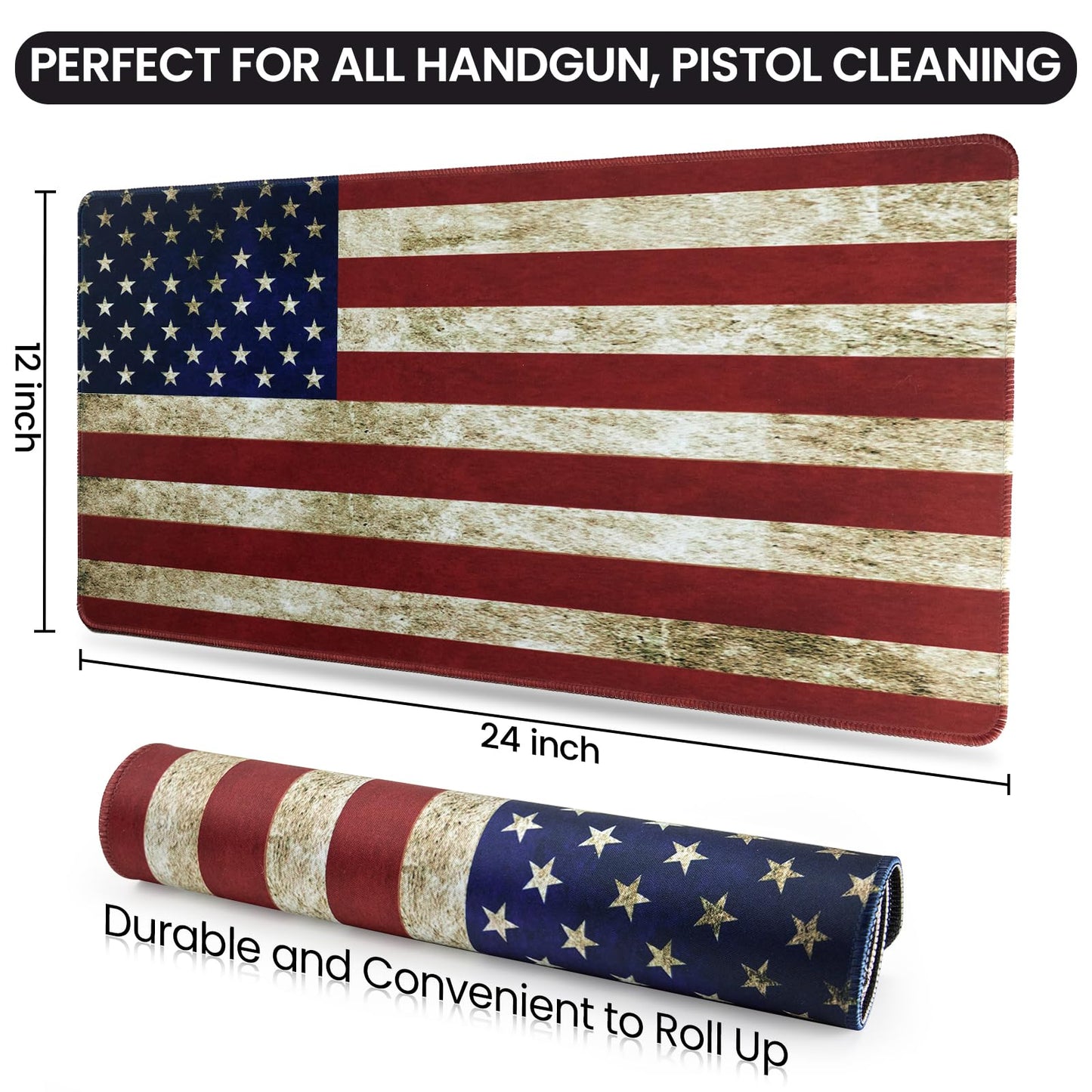 24"x12" Thick Gun Cleaning Mat with 200PCS 6" Swabs, Gun Mat - for Firearm Cleaning and Maintenance - Waterproof, Oil-Resistant, Non-Slip and Durable