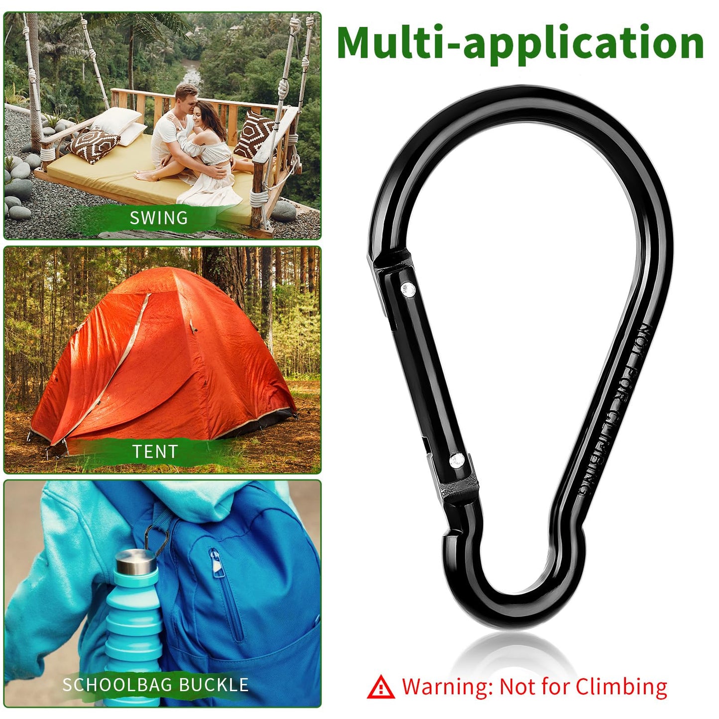 Ouligay 4pcs Large Carabiner Clip 4 inch D Ring Heavy Duty Carabiner Clips, Spring Snap Hook Small Carabiner Clips with Key Rings Aluminum Carabiner Keychain for Outdoor Camping Swing Hiking Dog Leash