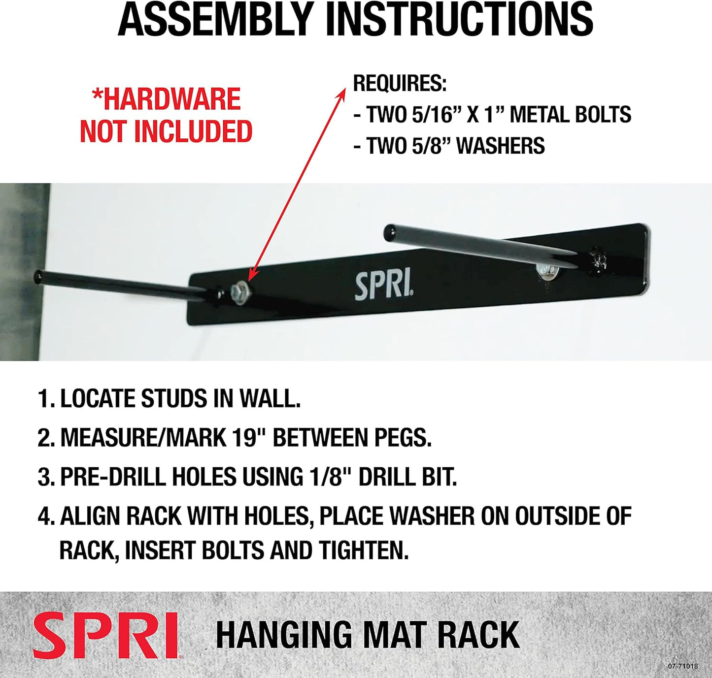SPRI Hanging Exercise Mat, Fitness & Yoga Mat for Group Fitness Classes, Commercial Grade Quality with Reinforced Holes