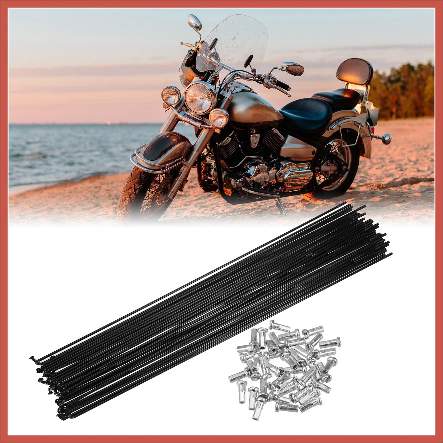 ACROPIX 40 Pcs Bicycle Steel Spokes 14G Bike Spoke 292mm Length with Nipples for Most Bicycle Car Parts