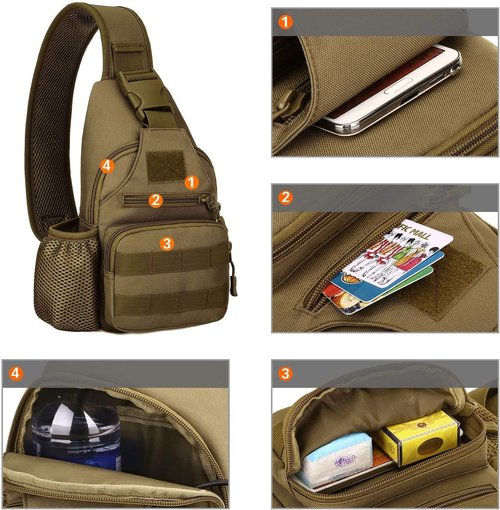 HUNTVP Small Tactical Sling Chest Pack Bag Molle Daypack Backpack Military Crossbody,Type1- ACU Camouflage