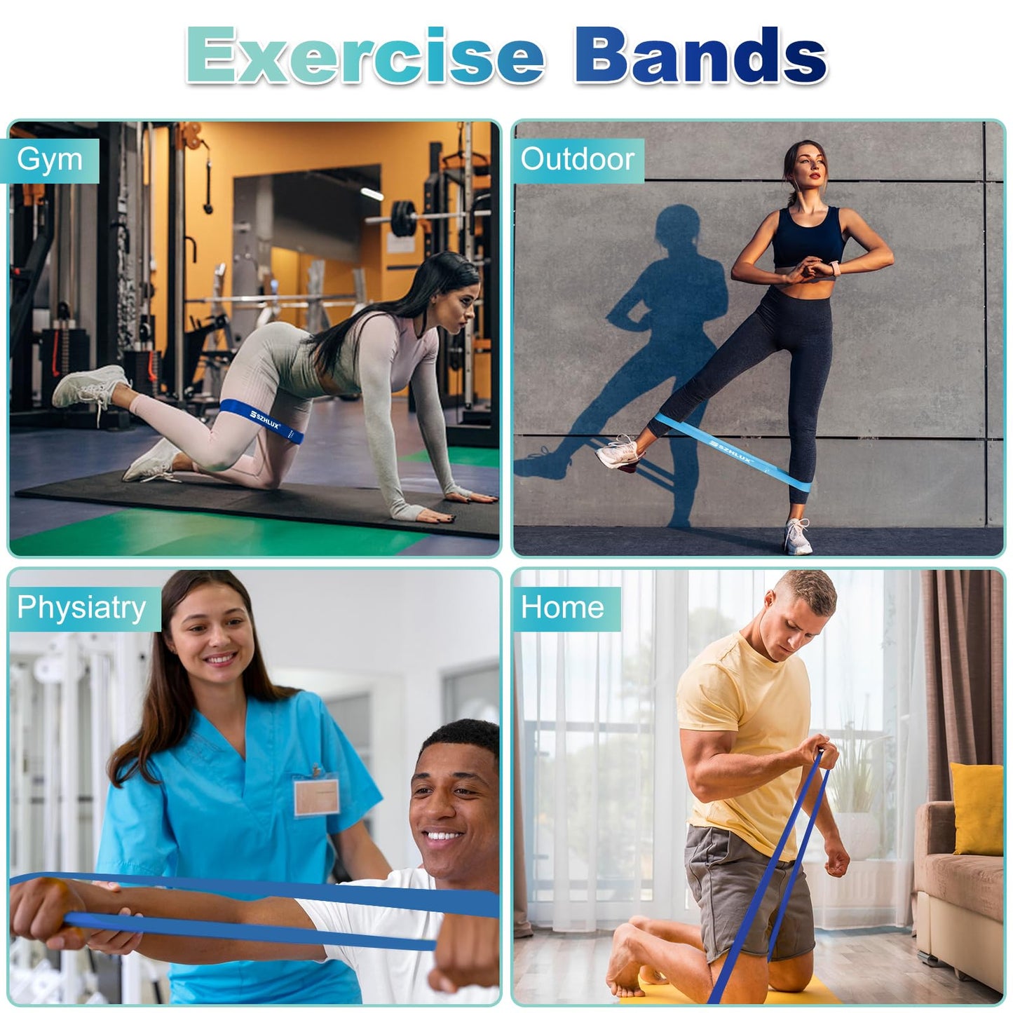 SZHLUX Resistance Bands Set with Instruction Guide and Carry Bag, Versatile for Body Sculpting, Strength Training, and Rehabilitation-Set of 5 (Blue)