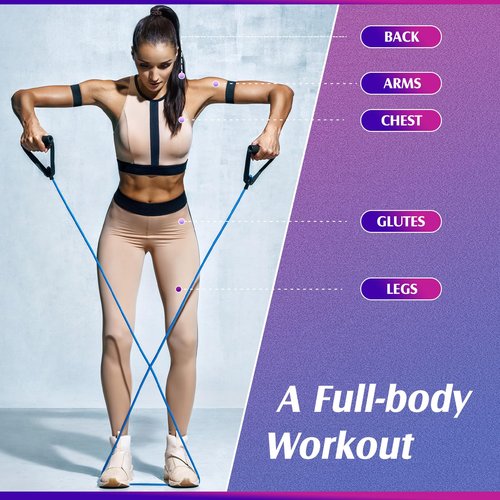 Shappy 10 Pcs Resistance Bands with Handles Exercise Stretch Bands for Exercise Woman Man Training Physical Therapy Workouts Fitness(Multicolor,5 to 50 Pounds)