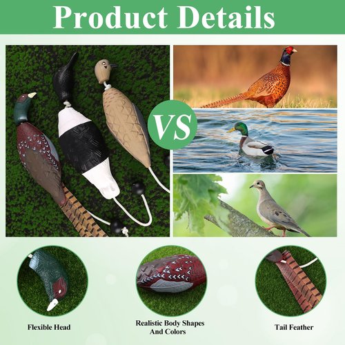 FIONUPI 3 Pcs Pheasant Toy for Dog Training Hunting Dogs Training Duck Bumper Tools Floating Dead Fowl Trainer Foam Interactive Toys for Pet Dog Training