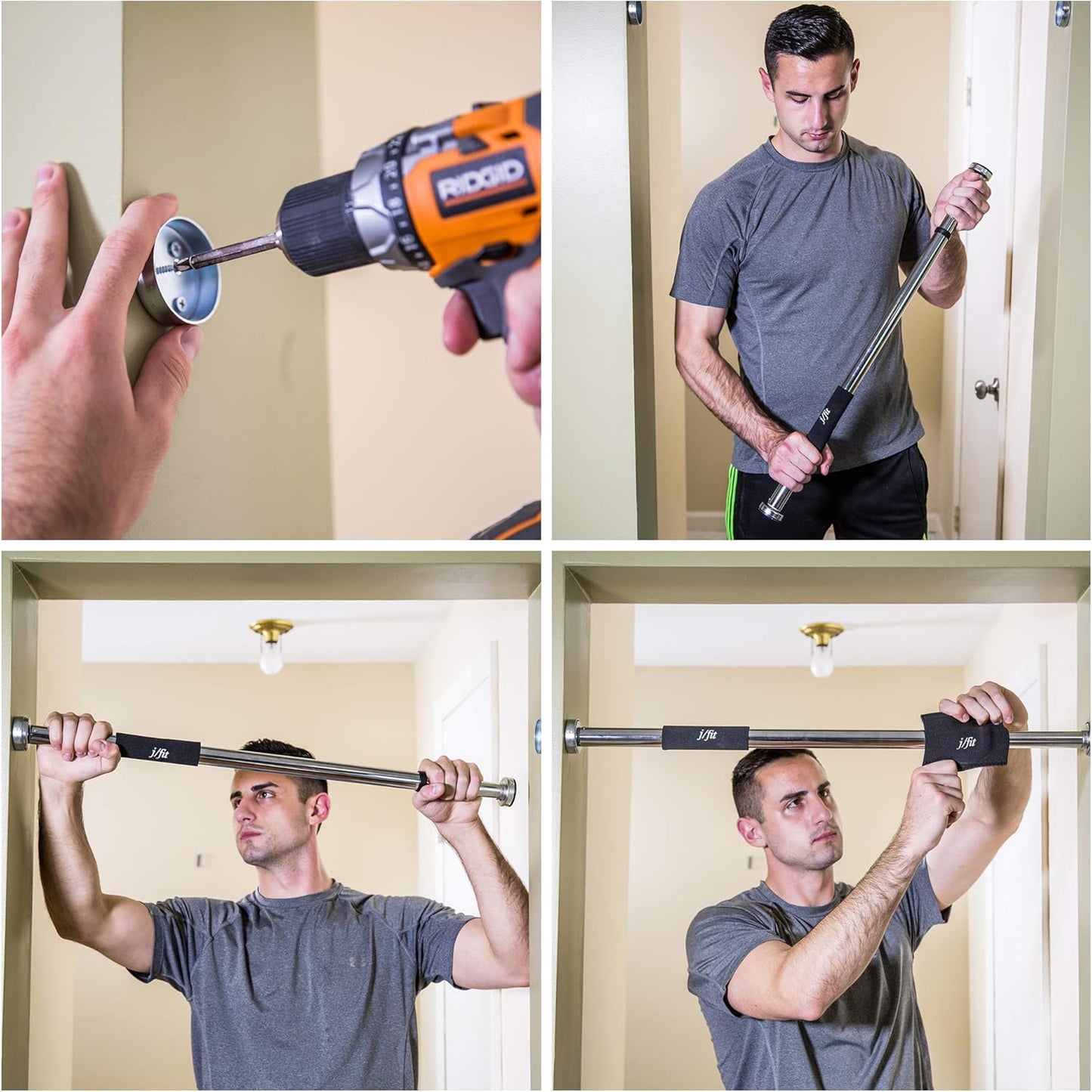 JFIT Deluxe Multi Exercise Doorway Pull-Up Bar with Comfort Grips, 40-Inch