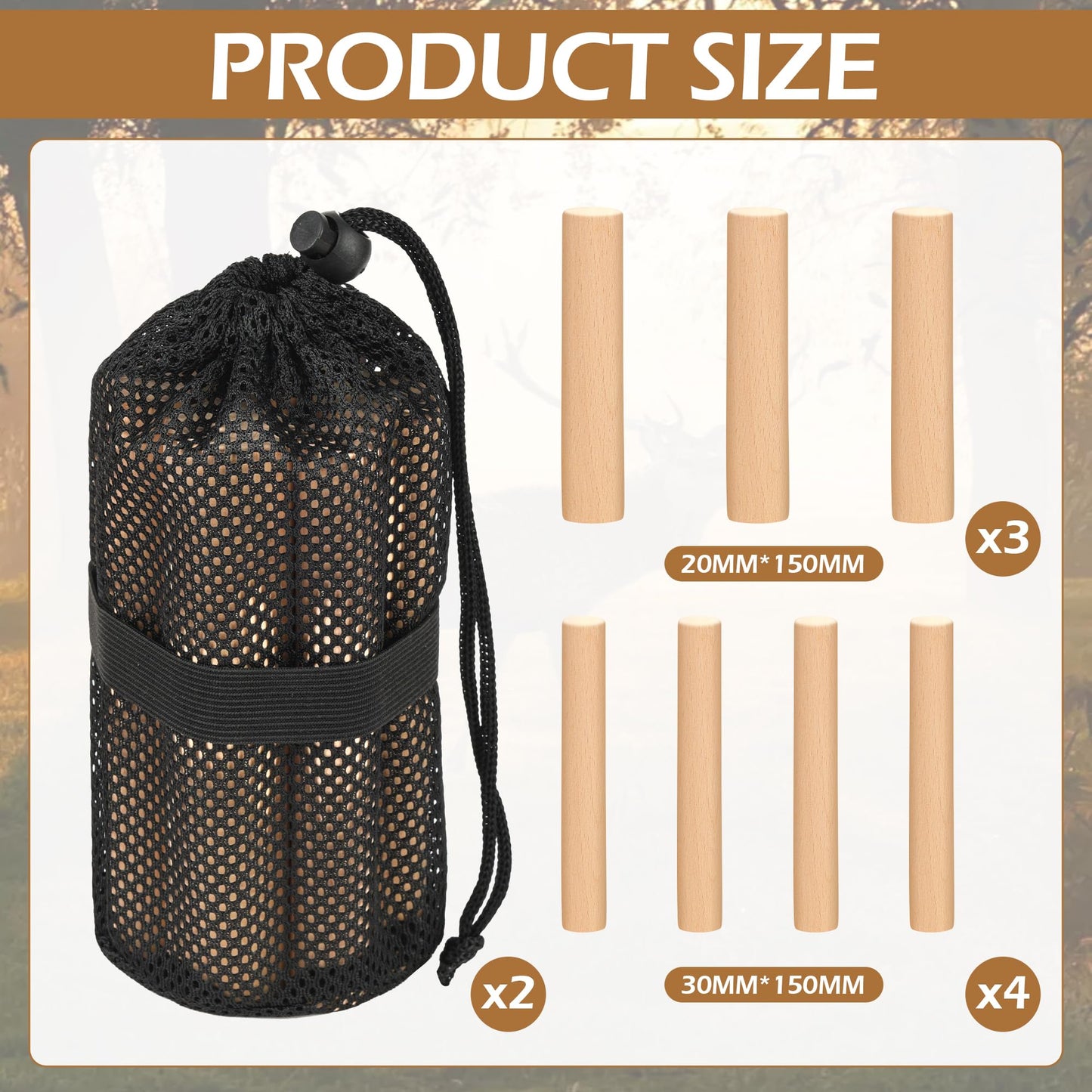 2 Packs Deer Call Hunting Bag Authentic Rattling Antlers Sound for Whitetail Bucks Deer Hunting Simulate Deer Game Caller Portable Attracting Rattle Bag Stocking Stuffer