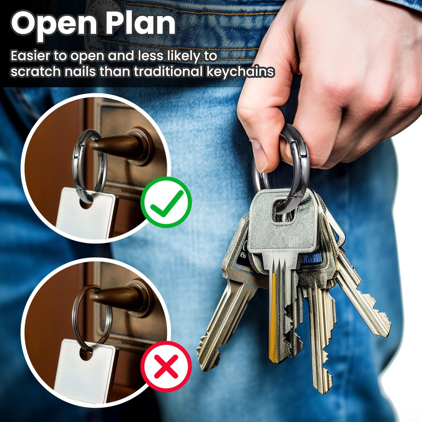 10pcs Small Carabiner Clip Metal Tiny Oval Carabiner Spring O Rings Hooks for Lanyard Keychain Carabiner Clip Set Round Keyring Heavy-Duty Snap Hooks for Wallet Pet Collar Outdoor Camping Hiking