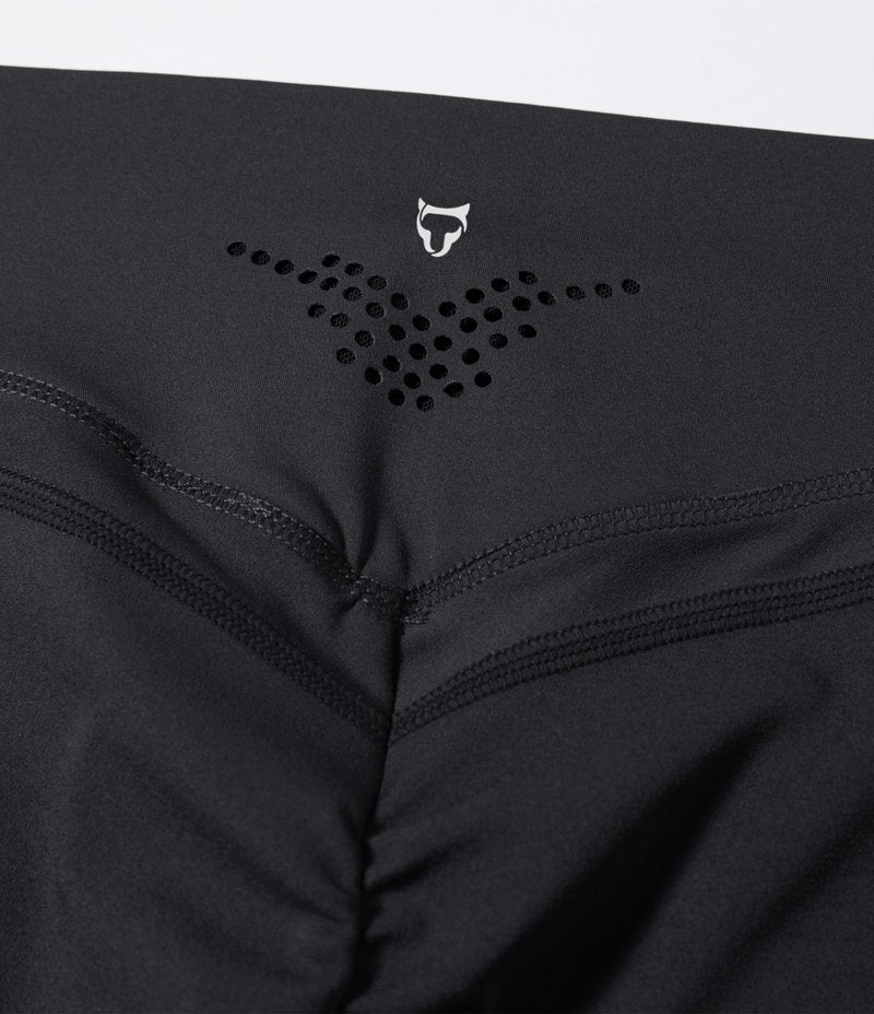 TomTiger Yoga Shorts for Women Tummy Control High Waist Biker Shorts Exercise Workout Butt Lifting Tights Women's Short Pants (Black, L)